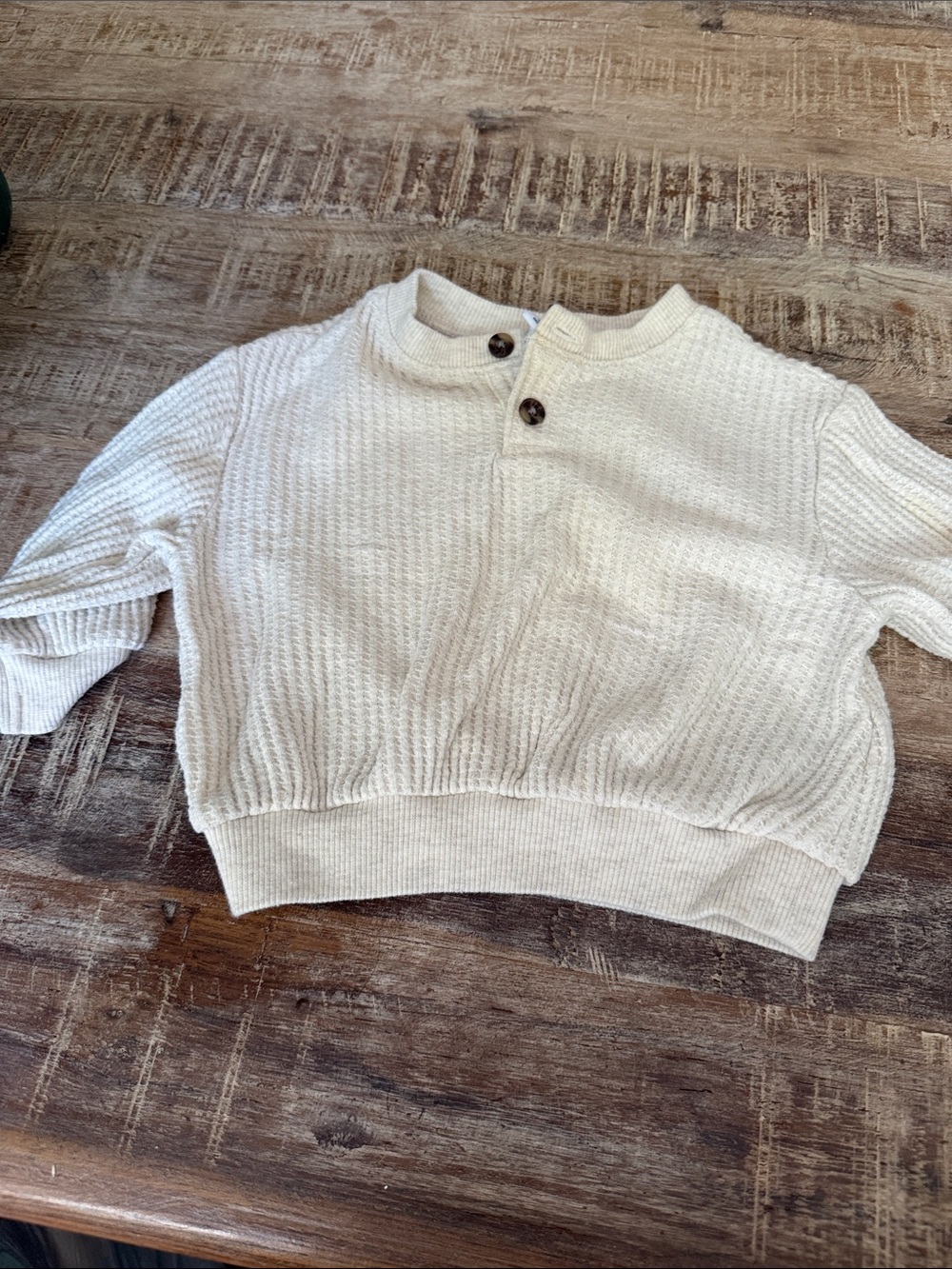 Old Navy Cream Waffle-Knit Henley Sweater